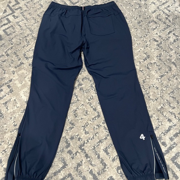 Men’s Navy Blue Four Laps Silky Active Pants Joggers Track Pants Large Elastic - Picture 7 of 7